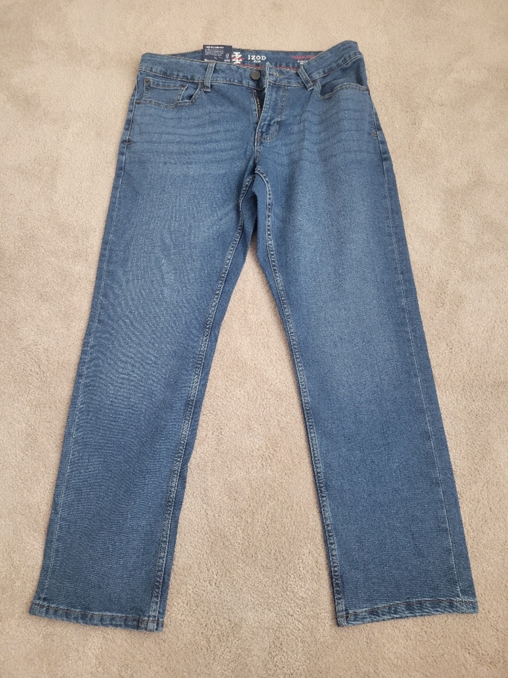 IZOD SALTWATER Men's Straight Fit Stretch Denim Jeans Size 32 X 30 Blue
